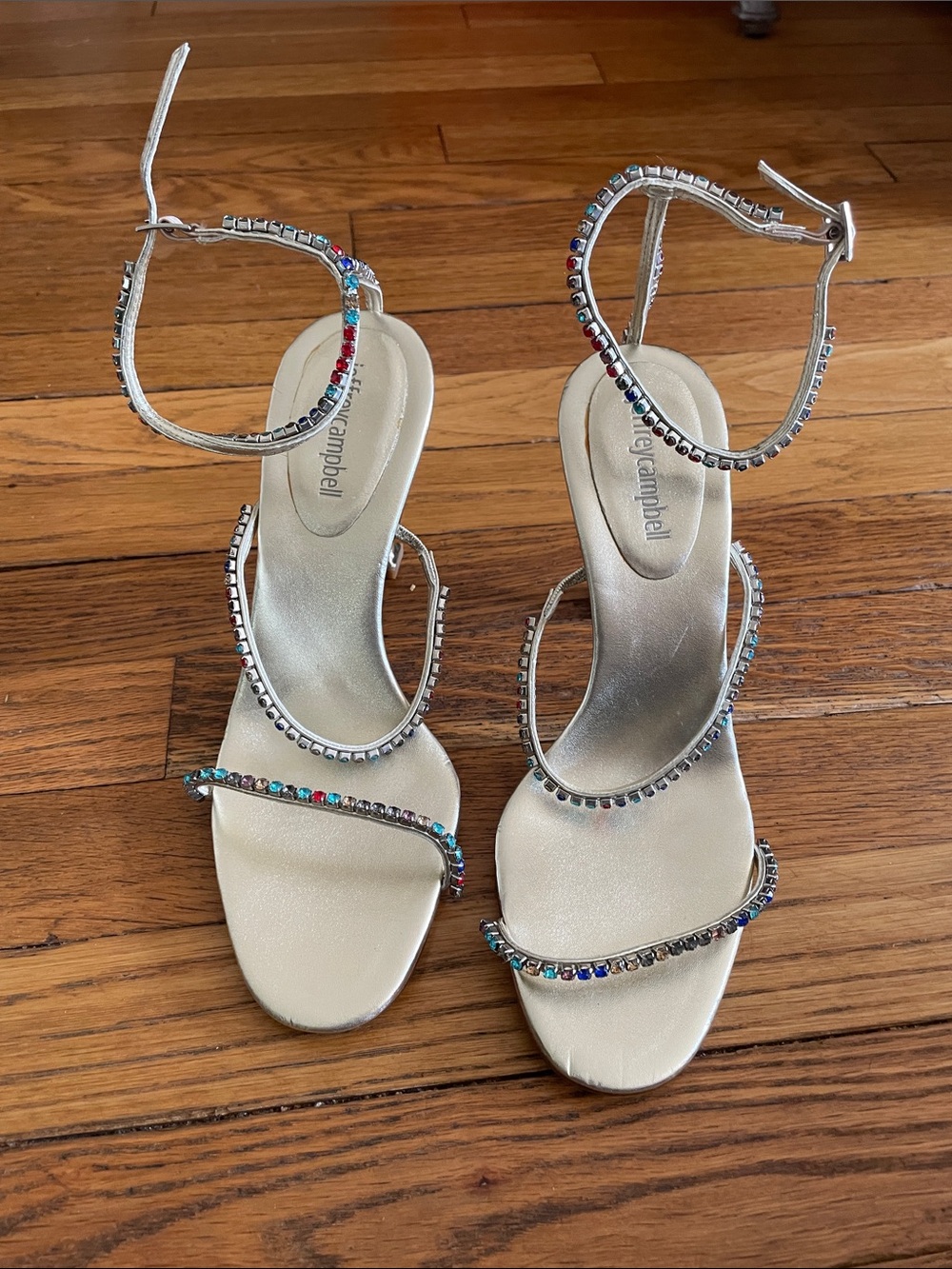 Jeffrey Campbell Champagne Multi-Crystal Strappy Heels